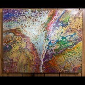 Acrylic pour painting metallic 16x20